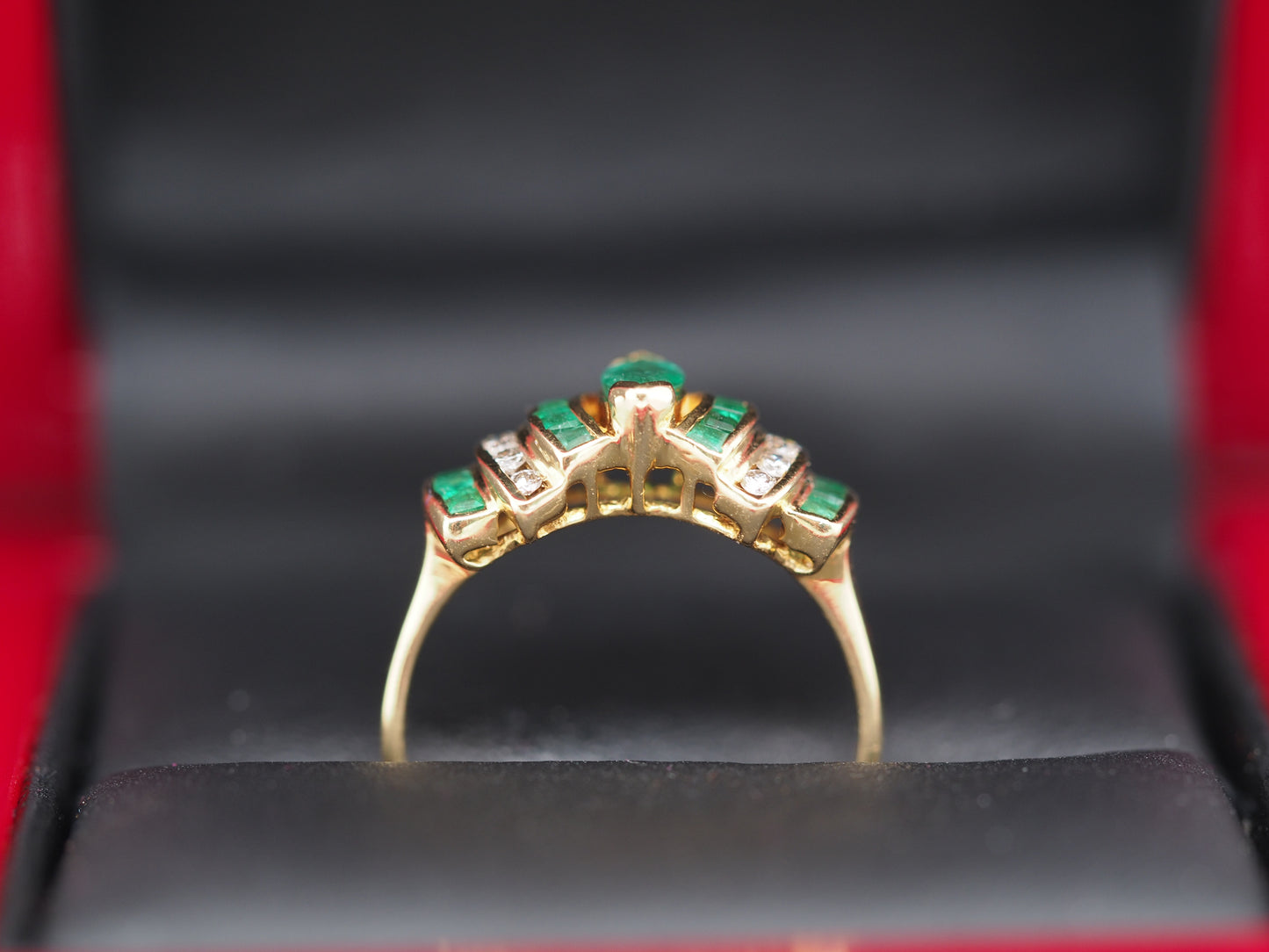 LEVIAN 18K Yellow Gold Emerald .25cttw Diamond Engagement Ring