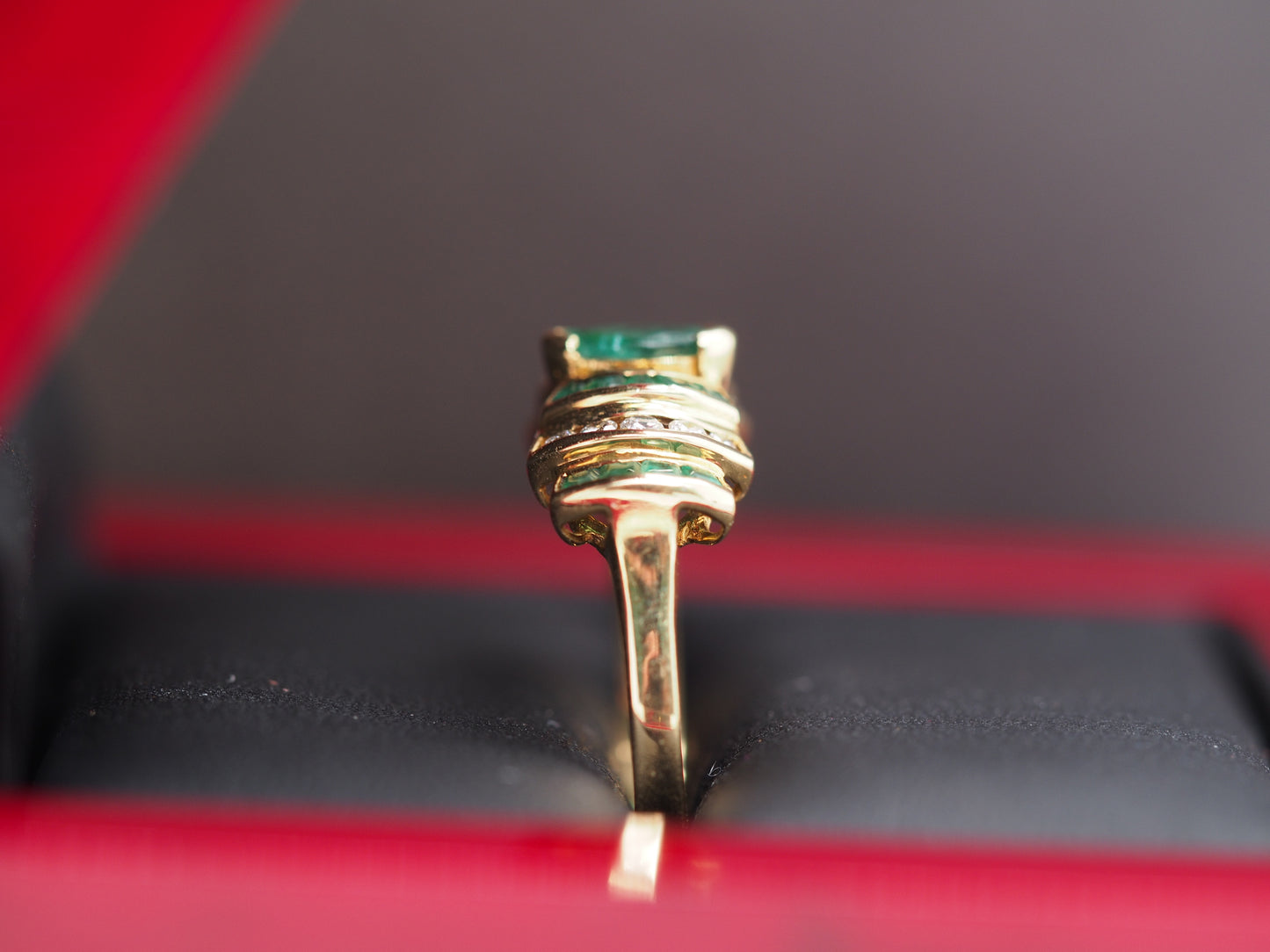 LEVIAN 18K Yellow Gold Emerald .25cttw Diamond Engagement Ring