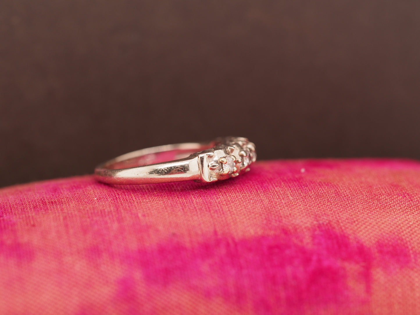 1950 14K White Gold .10cttw Round Transitional Cut Diamond Engagement Ring
