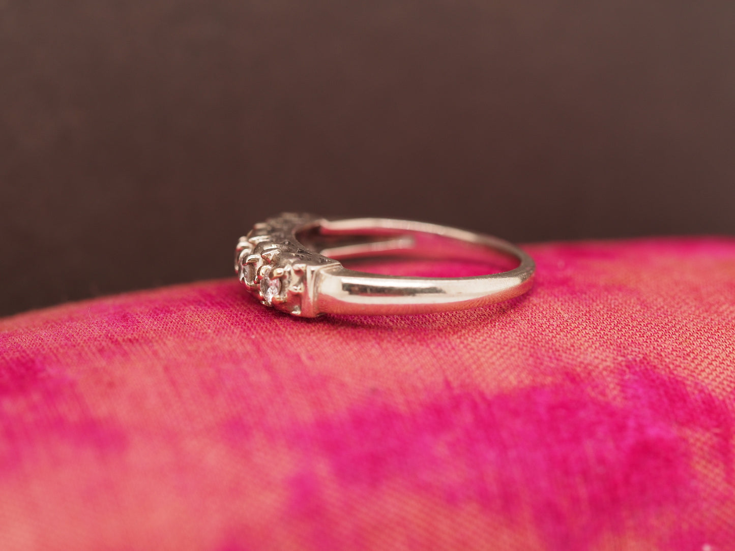 1950 14K White Gold .10cttw Round Transitional Cut Diamond Engagement Ring