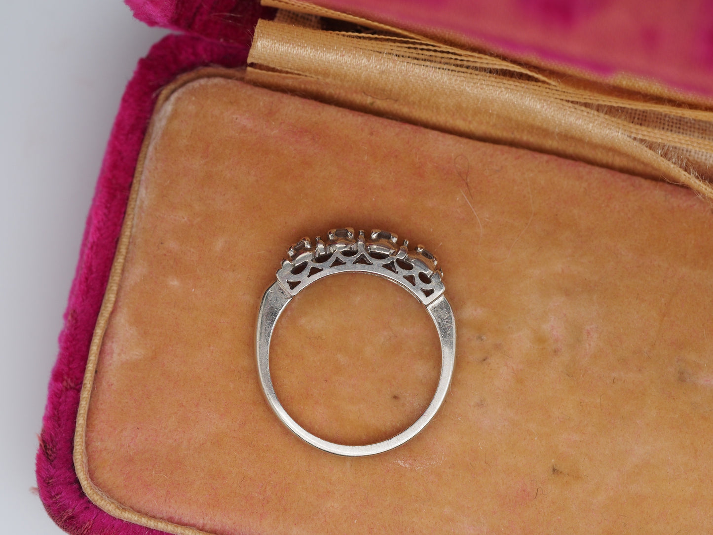 1950 14K White Gold .10cttw Round Transitional Cut Diamond Engagement Ring