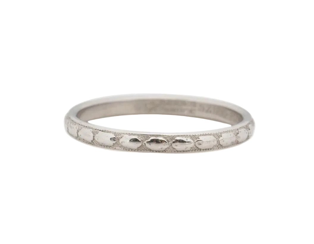 Circa 1920 Art Deco Platinum Wedding Band - VEG#1871