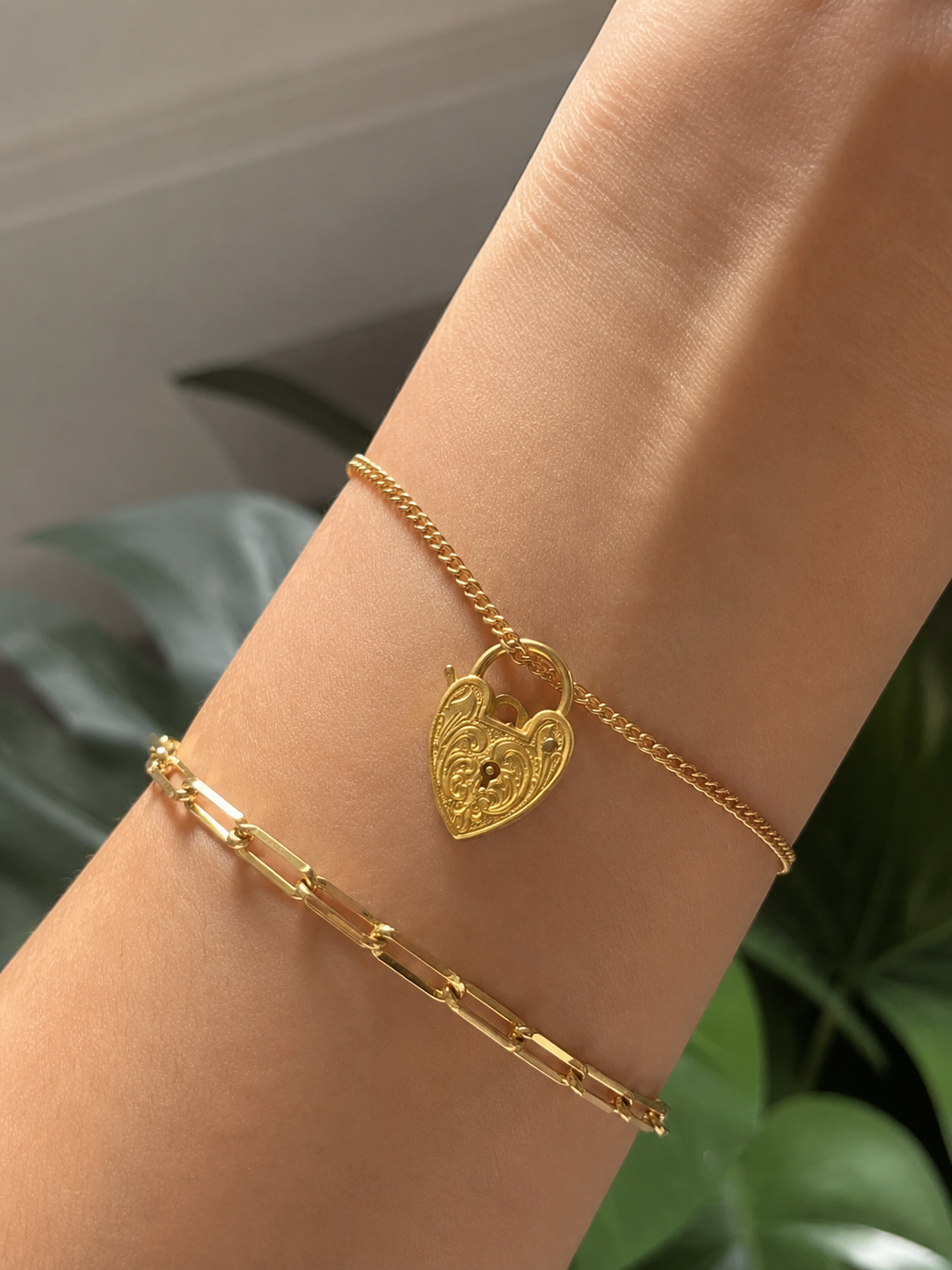 9k Gold Victorian Baby Bracelet with Locket Charms - VHK#28
