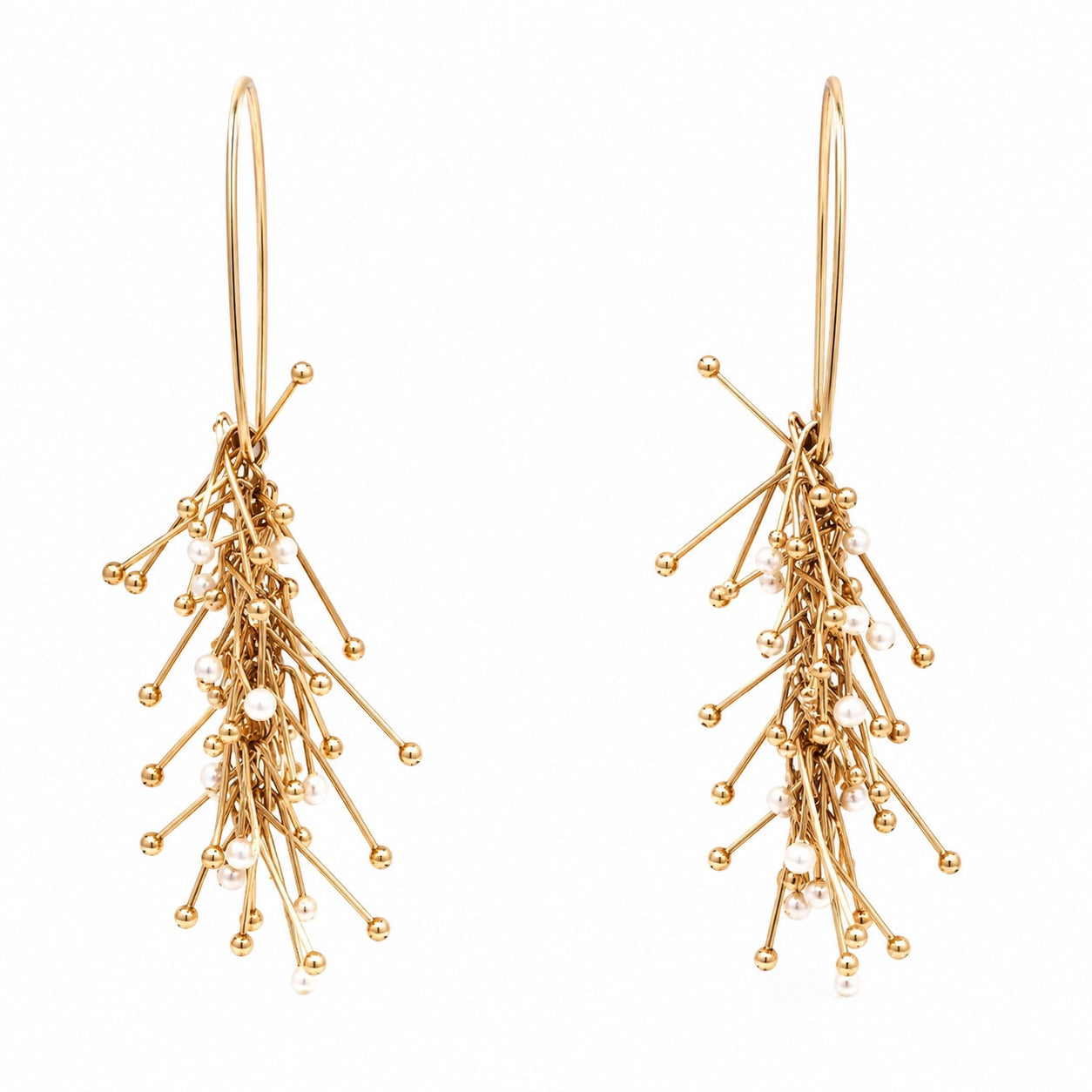 HELLERUP, GULDVIRKE 1960 DENMARK 14 KT YELLOW GOLD KINETIC EARRINGS