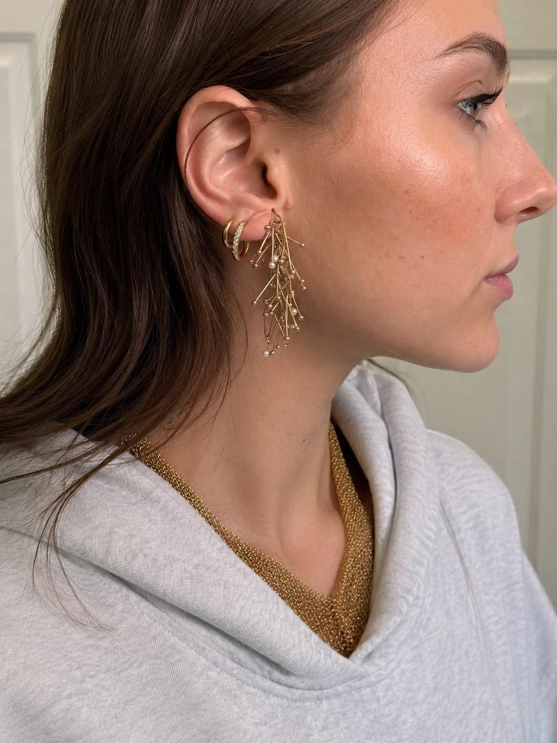 HELLERUP, GULDVIRKE 1960 DENMARK 14 KT YELLOW GOLD KINETIC EARRINGS