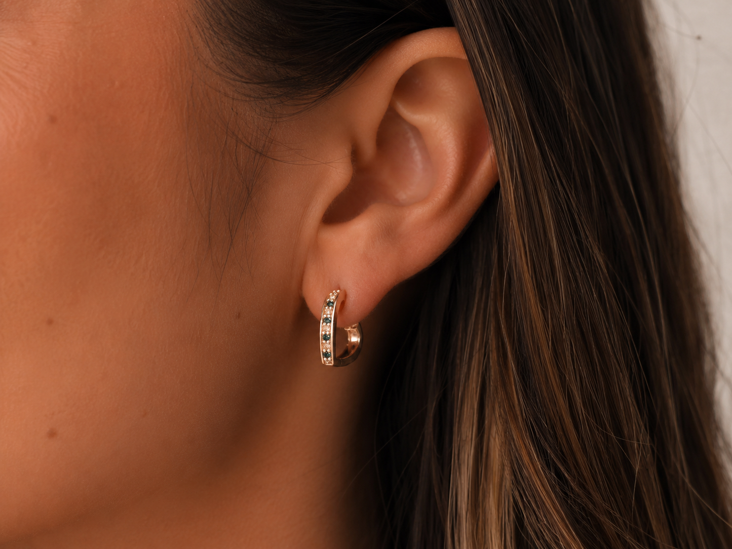 14K White Gold Diamond Hoop Style Earrings - VHK#541a