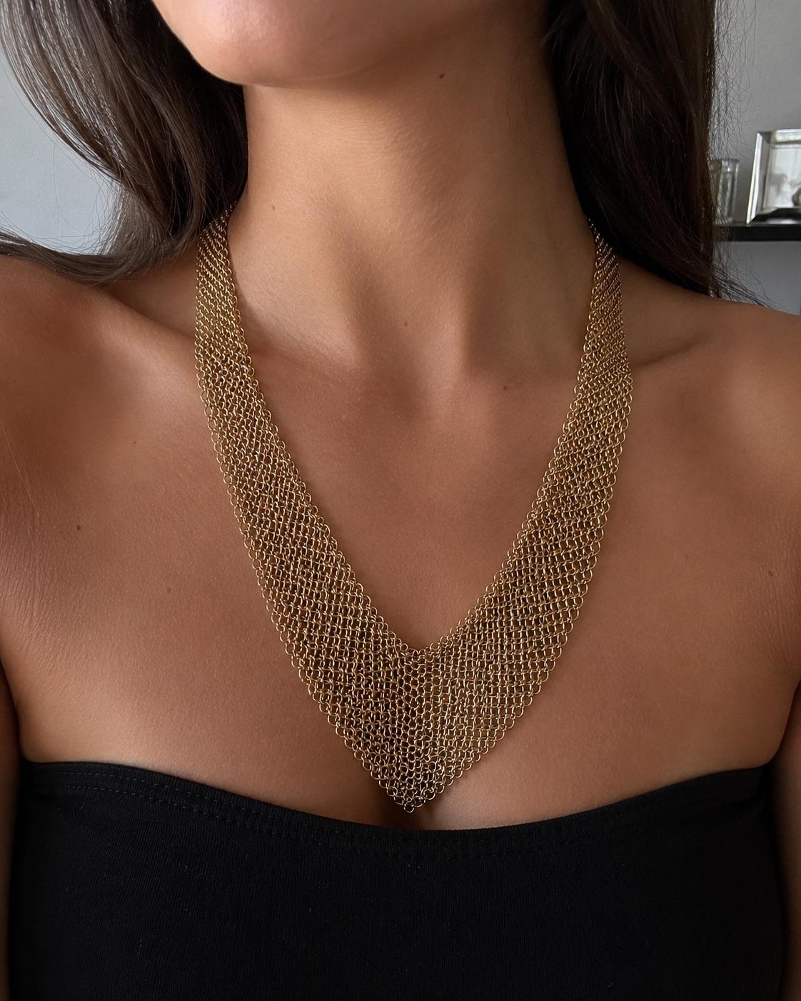 Tiffany & Co Elsa Peretti 18K Yellow Gold Large Mesh Necklace - VHK#490
