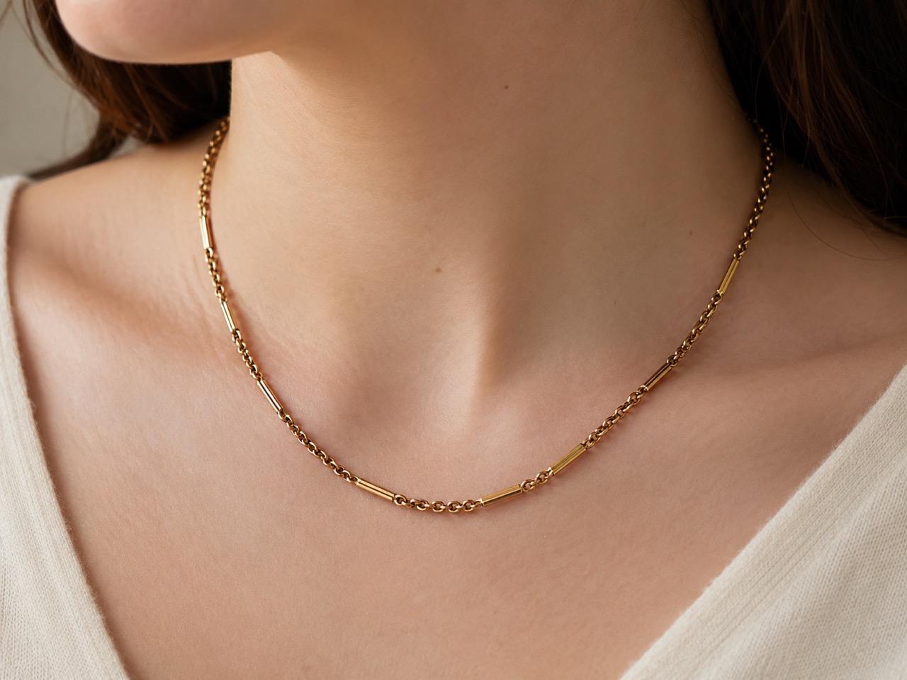 Estate Vintage 14K Yellow Gold Alternating Link Chain - VHK#947A