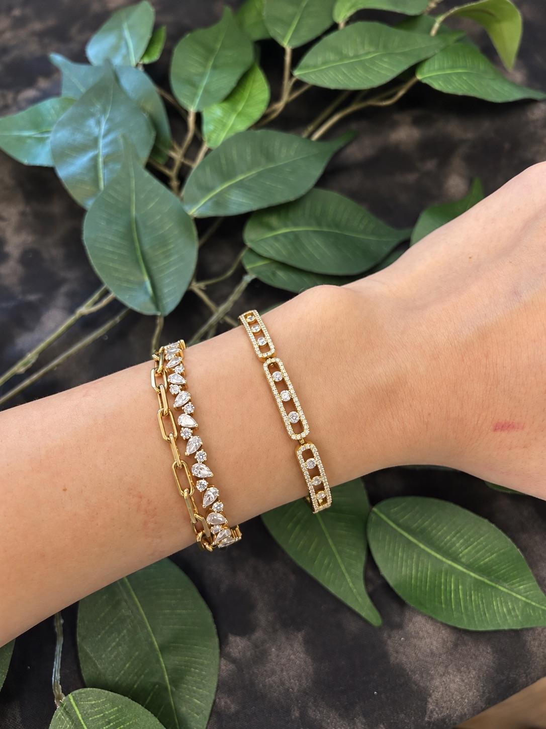 Estate Charles Krypell 18K Yellow Gold Diamond Bracelet - VHK#514c