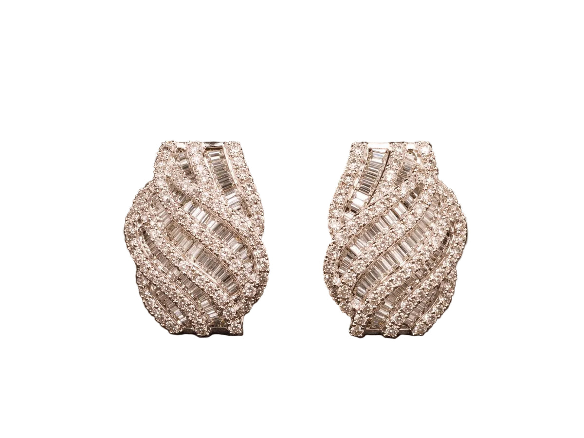 Estate Vintage 18K White Gold Diamond Earrings - VHK#1051