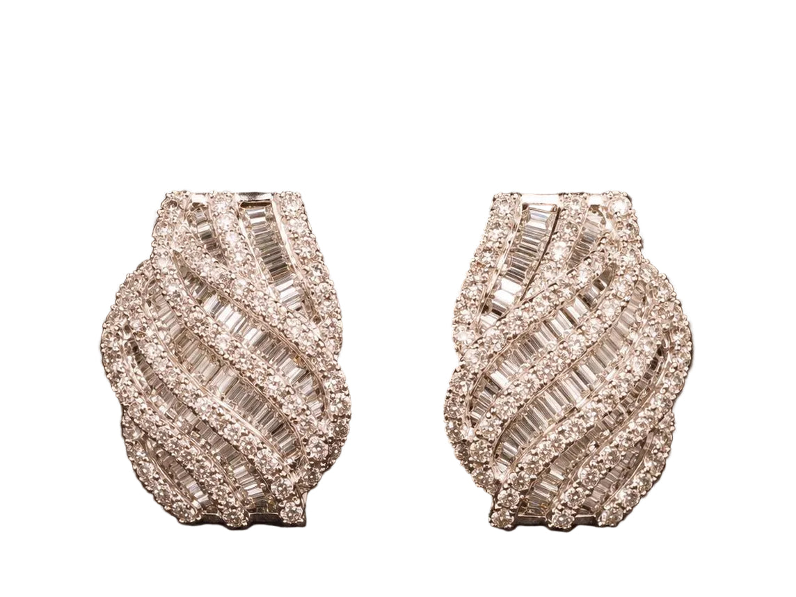 Estate Vintage 18K White Gold Diamond Earrings - VHK#1051