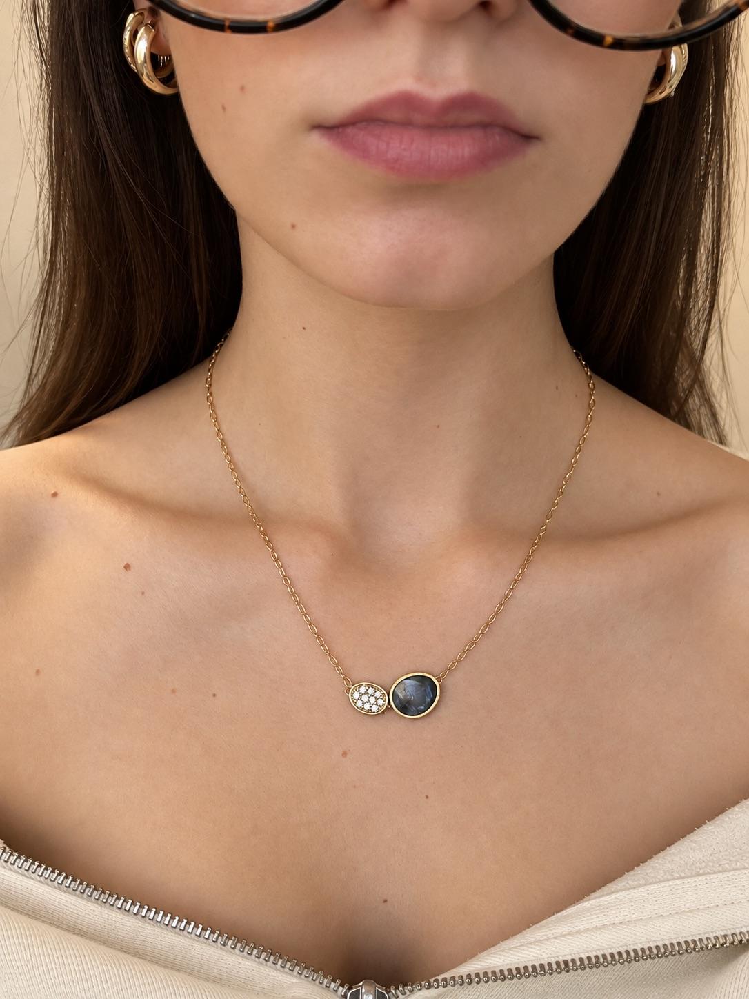 Estate 18K Yellow Gold Marco Bicego Mother of Pearl and Diamond LUNARIA Necklace