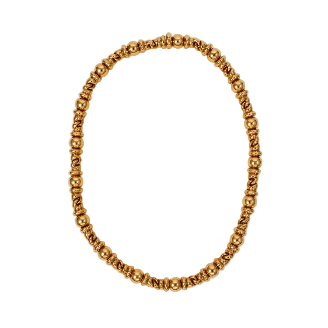 Estate Vintage Bulgari 18K Yellow Gold Alternating Link Necklace - VHK#814a