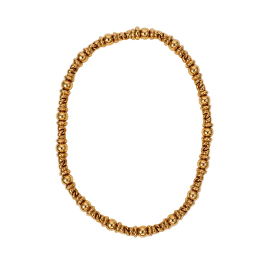 Estate Vintage Bulgari 18K Yellow Gold Alternating Link Necklace - VHK#814a