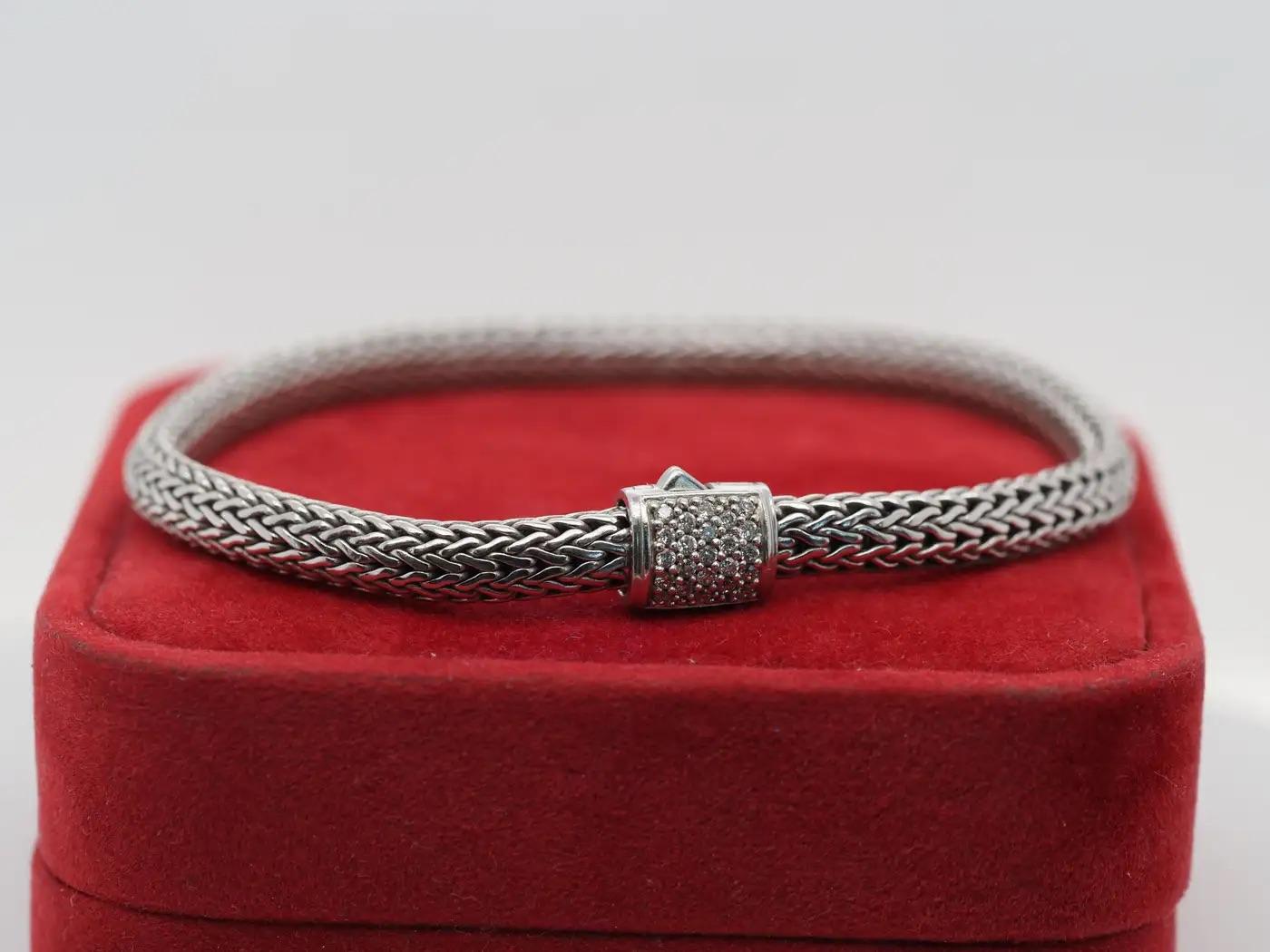 John Hardy Sterling Silver Diamond Bracelet - VHK#297
