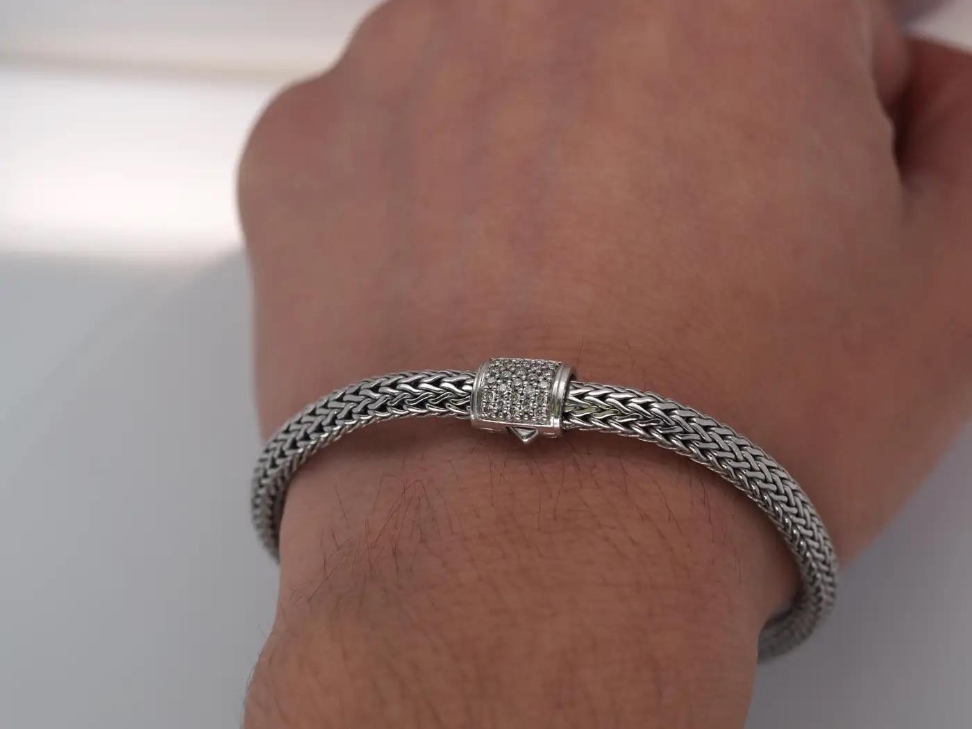 John Hardy Sterling Silver Diamond Bracelet - VHK#297