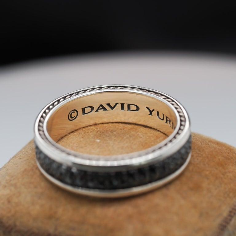 David Yurman Sterling Silver Streamline Two-Row Band Ring with Black Diamonds