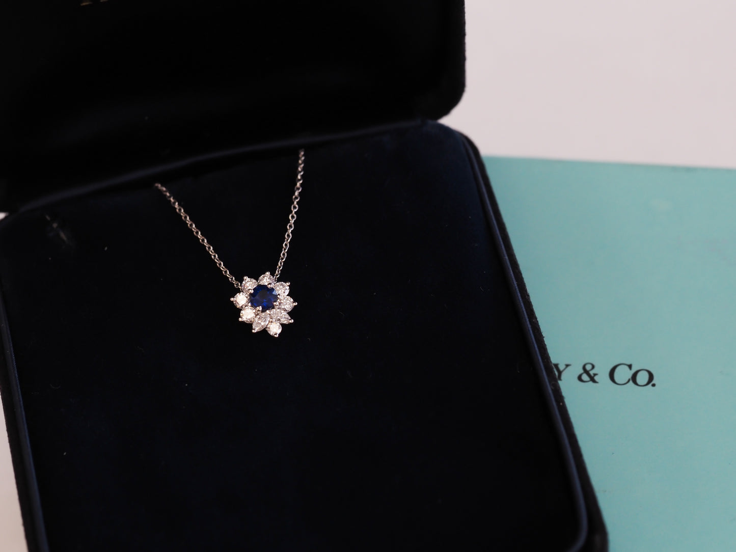 Tiffany & Co Platinum Victoria Diamond and Sapphire Pendant