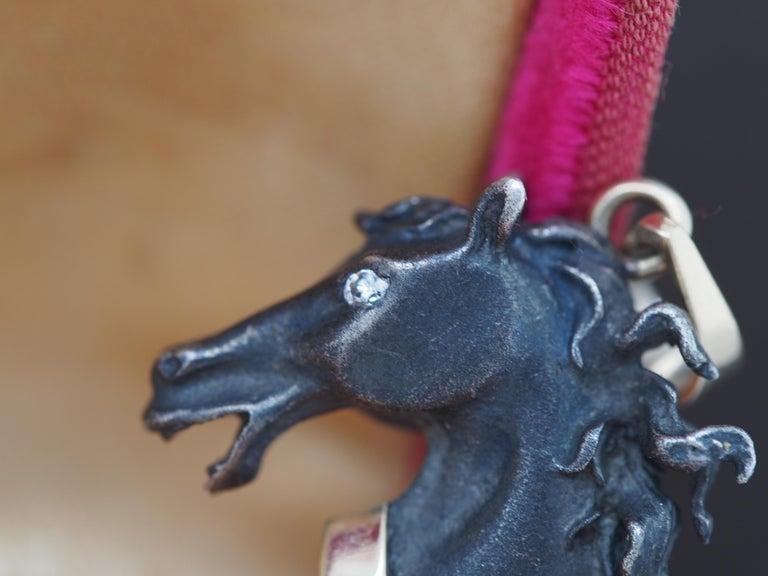 1970 Black Stallion Horse Pendant 14K Yellow Gold with Diamond Eye - VHK#373