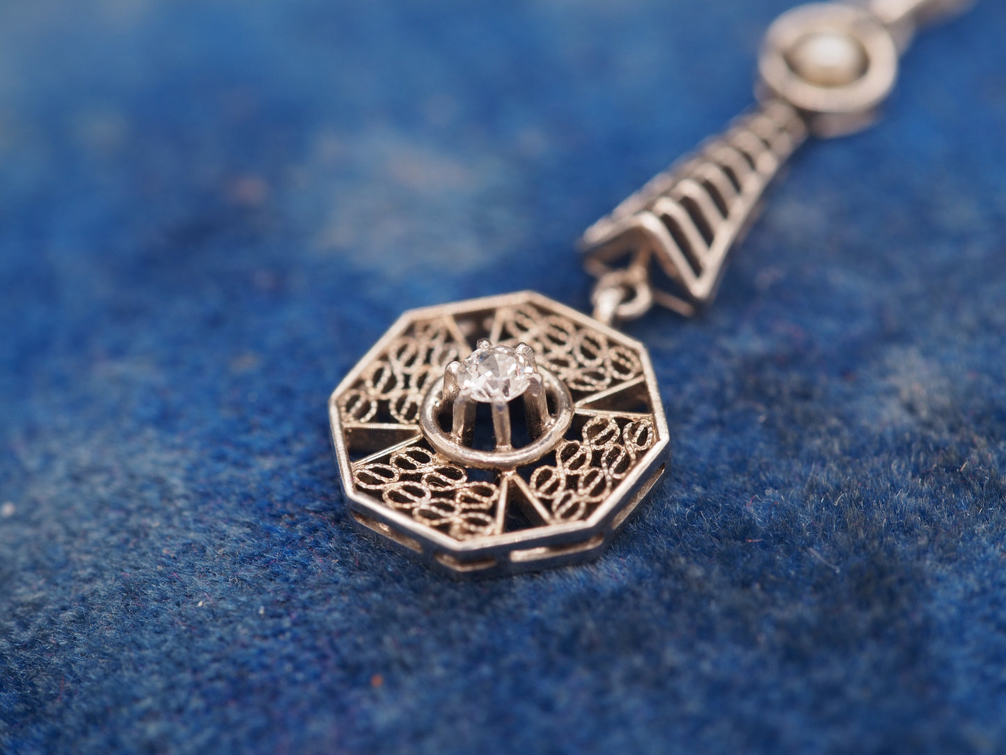 1920 14K White Gold Pearl Diamond Pendant