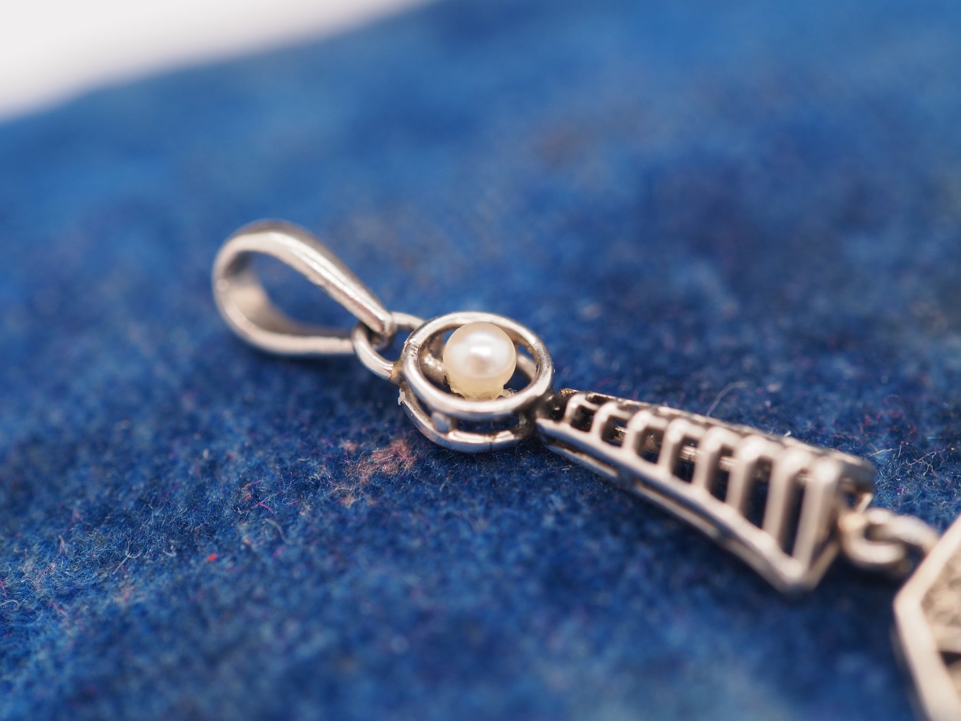 1920 14K White Gold Pearl Diamond Pendant