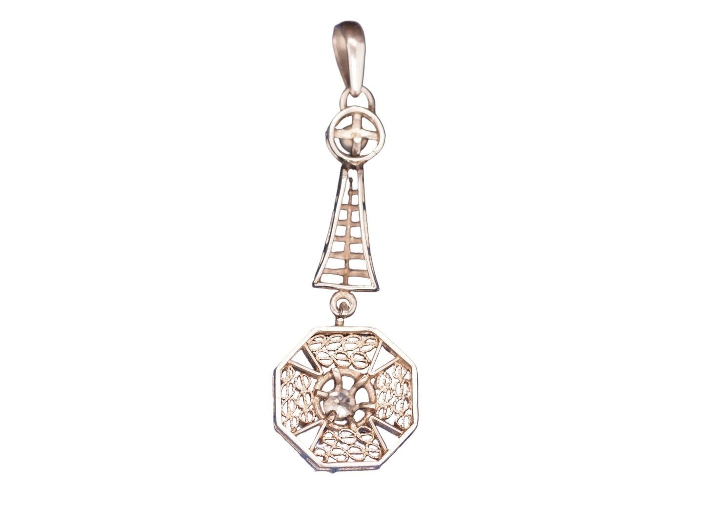 1920 14K White Gold Pearl Diamond Pendant
