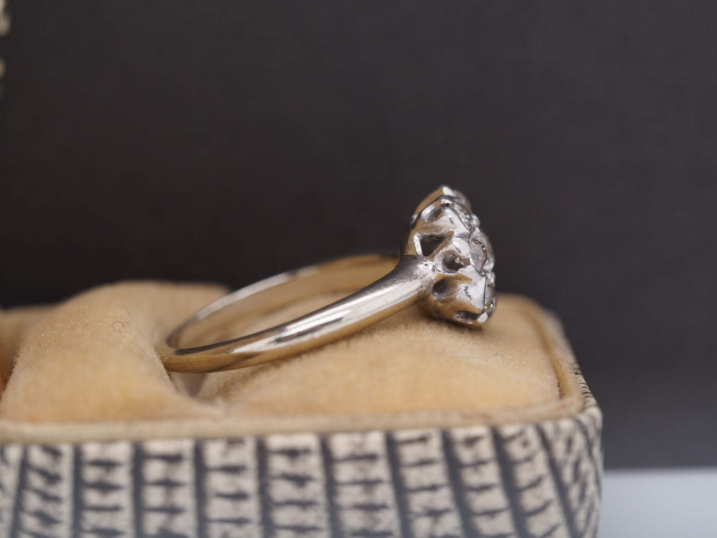 1910 Edwardian 14K White Gold .50cttw Old Mine Diamond Floral Engagement Ring