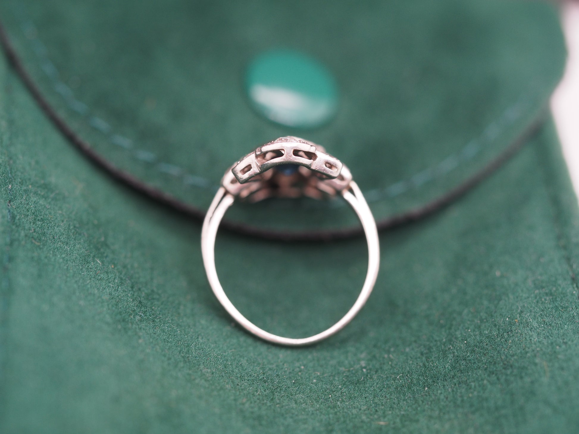1920 Art Deco Platinum .40cttw Old European Diamond Sapphire Engagement Ring