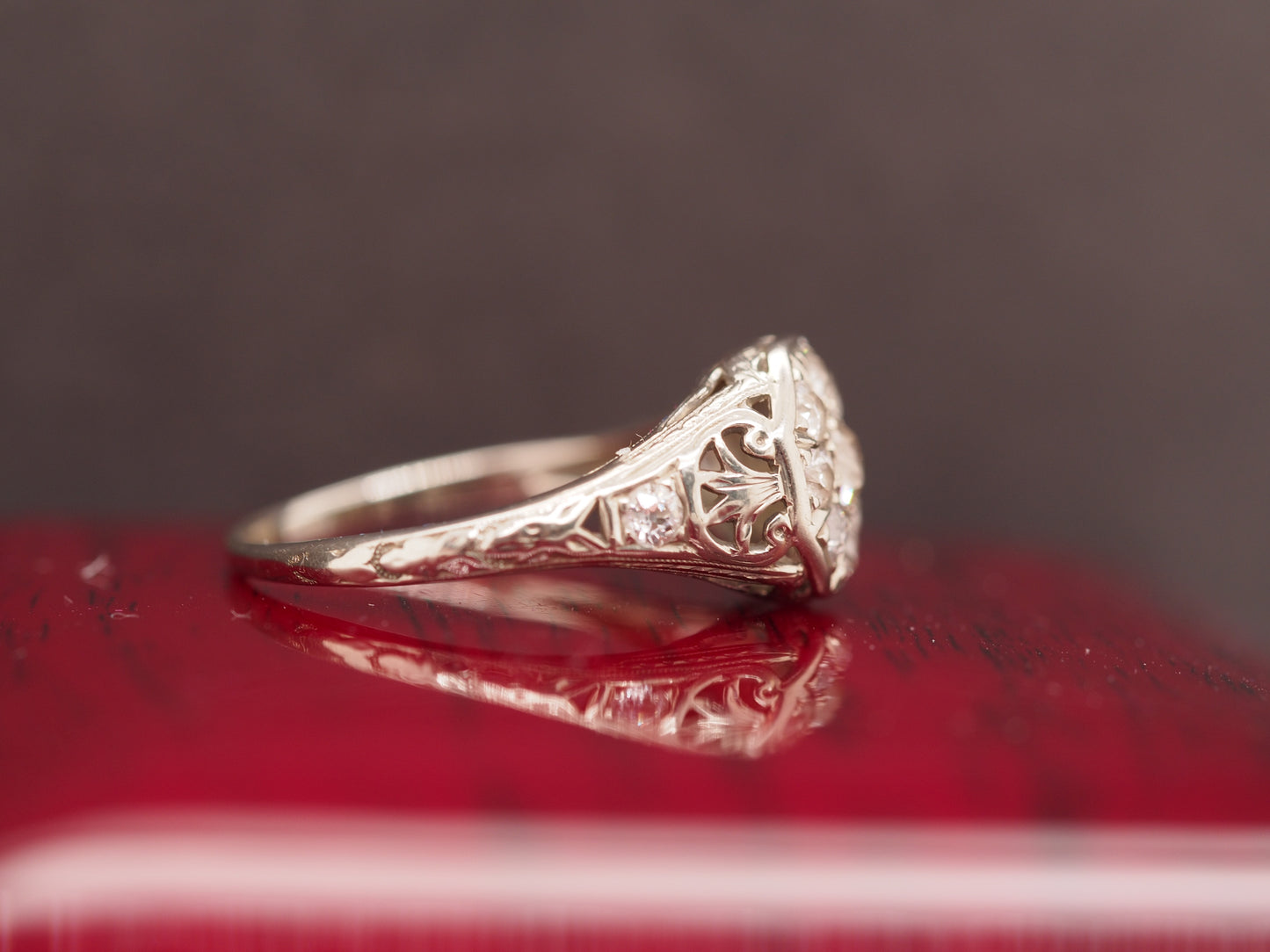 1910 Edwardian 18K White Gold/Platinum .75cttw Old Mine Diamond Engagement Ring