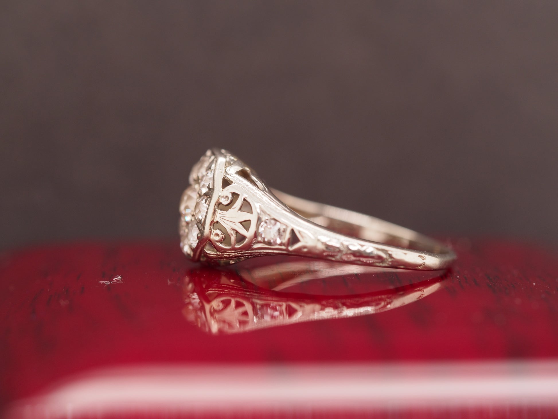 1910 Edwardian 18K White Gold/Platinum .75cttw Old Mine Diamond Engagement Ring