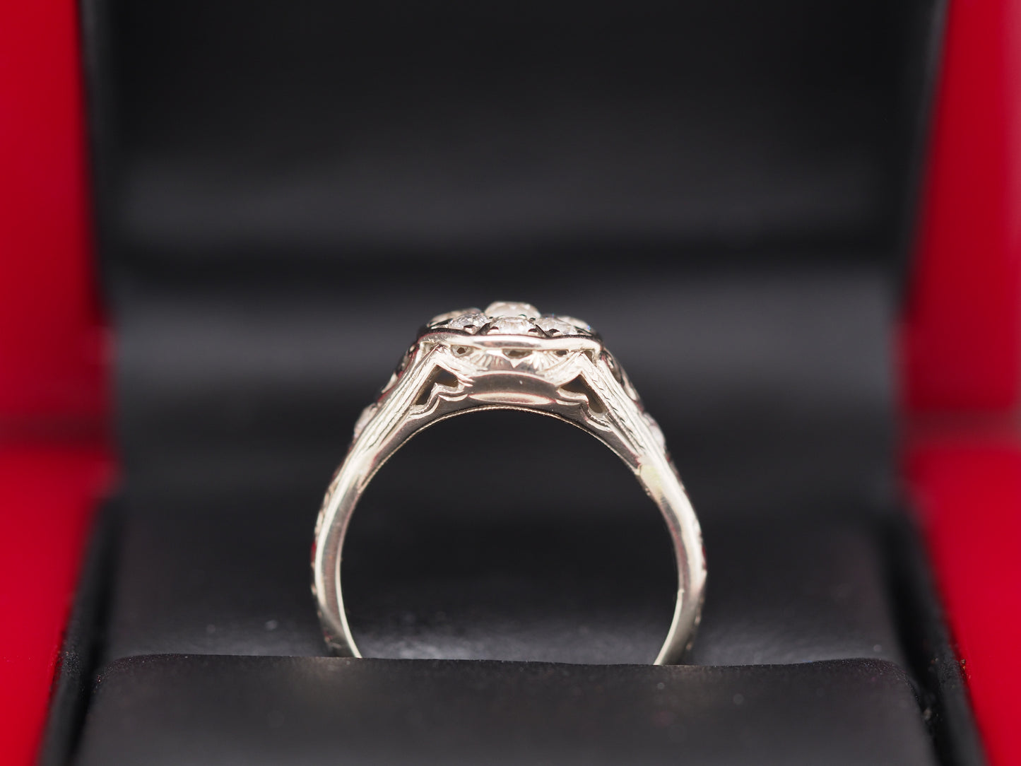 1910 Edwardian 18K White Gold/Platinum .75cttw Old Mine Diamond Engagement Ring