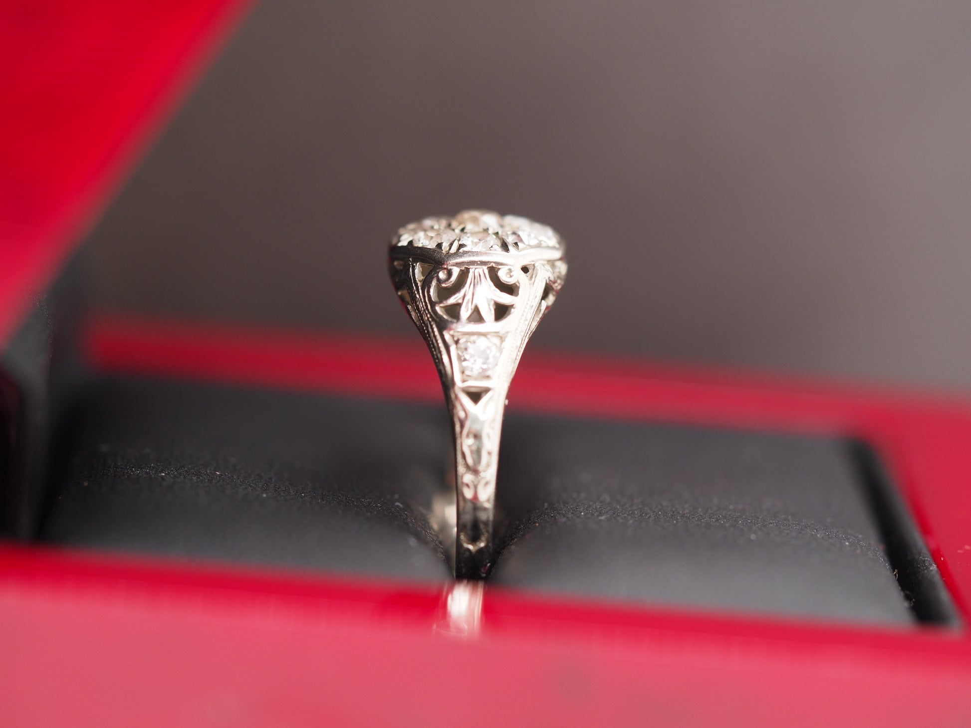 1910 Edwardian 18K White Gold/Platinum .75cttw Old Mine Diamond Engagement Ring