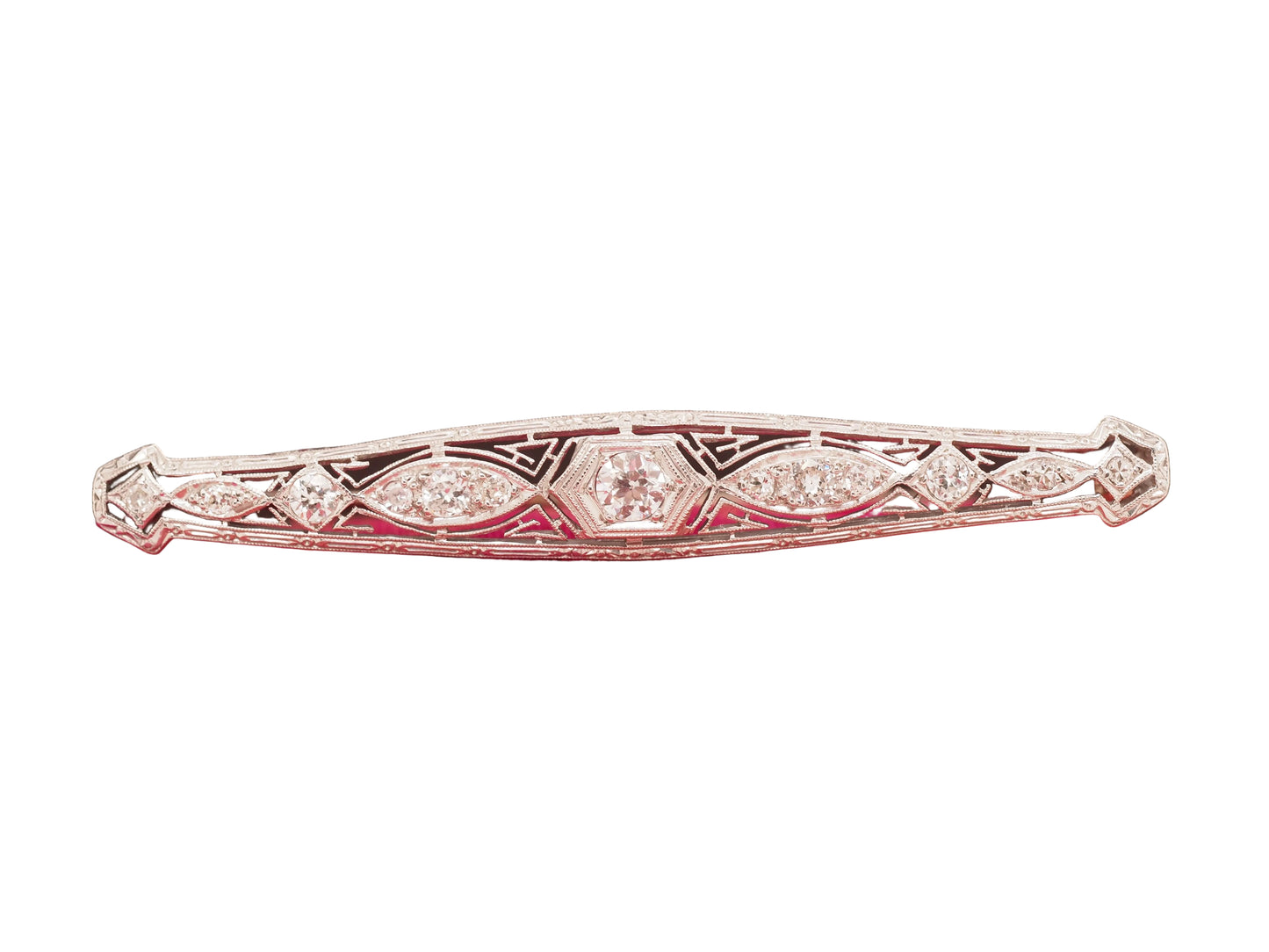 1920 Art Deco Platinum .80cttw Old European Brilliant Diamond Pin