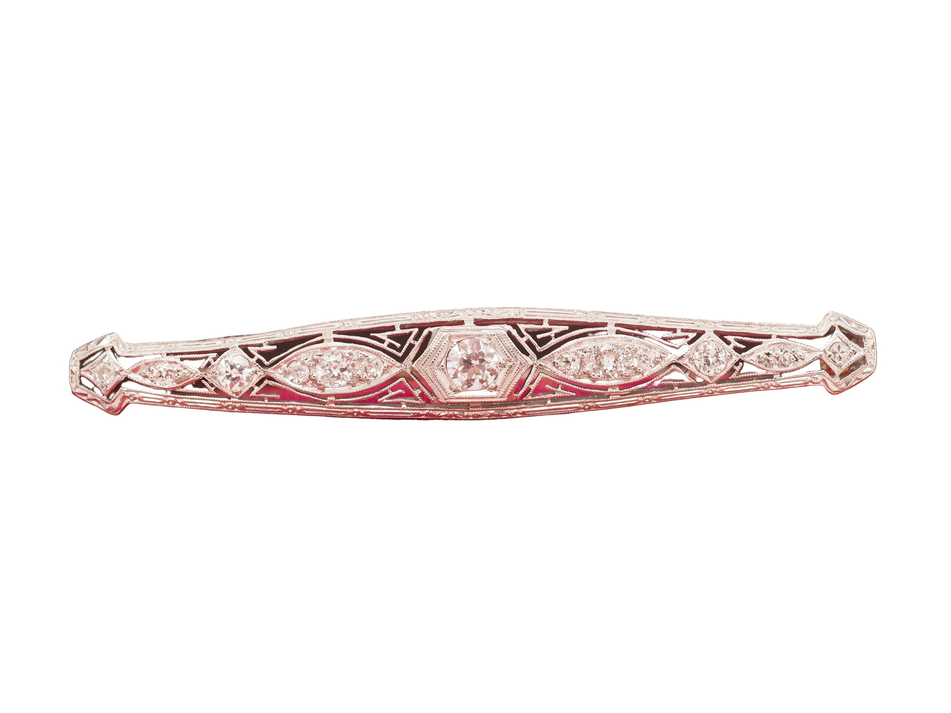 1920 Art Deco Platinum .80cttw Old European Brilliant Diamond Pin