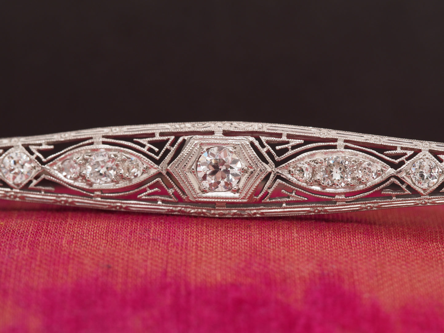 1920 Art Deco Platinum .80cttw Old European Brilliant Diamond Pin