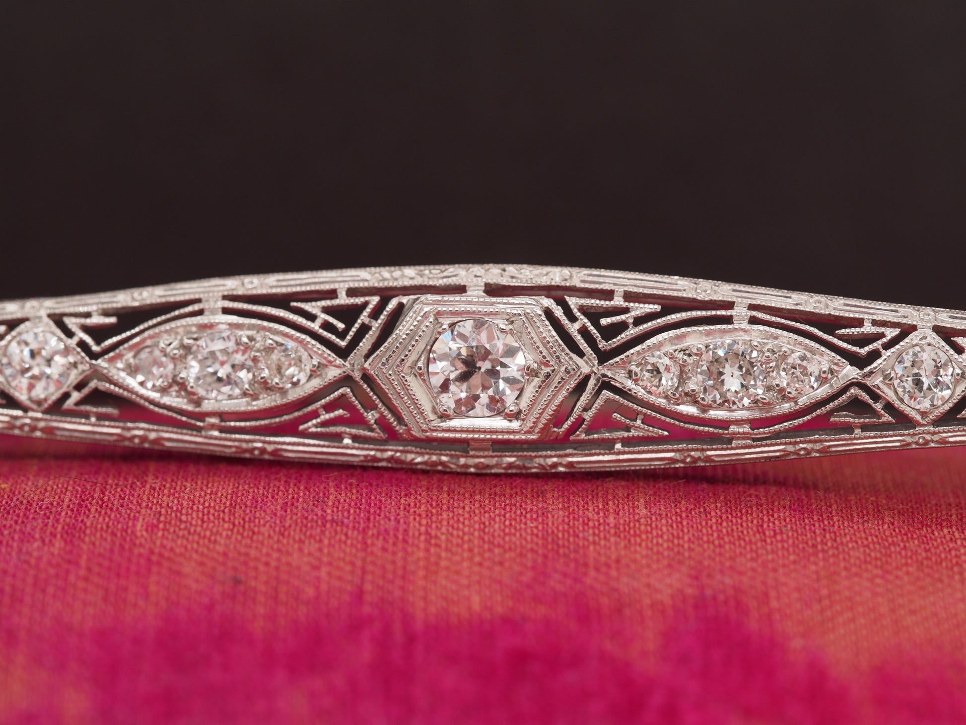 1920 Art Deco Platinum .80cttw Old European Brilliant Diamond Pin