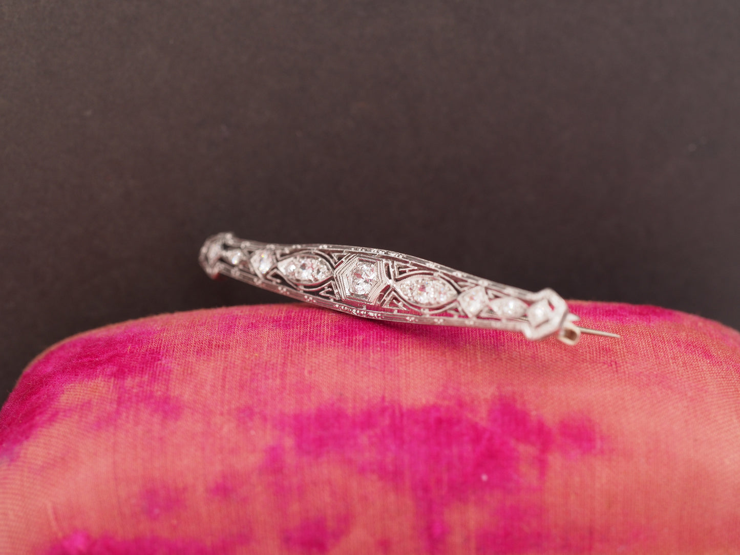1920 Art Deco Platinum .80cttw Old European Brilliant Diamond Pin