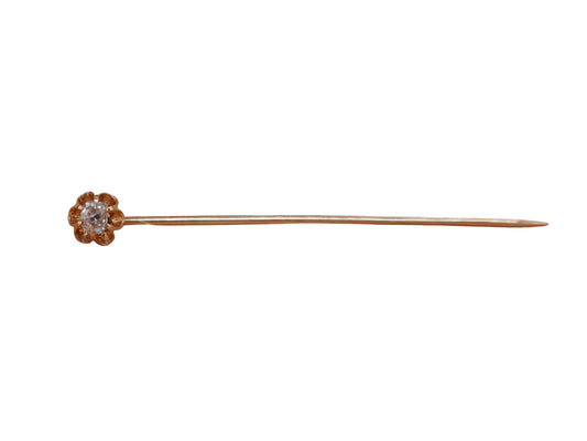 1900 Edwardian 14K Rose Gold .20ct Old Mine Diamond Stick Pin