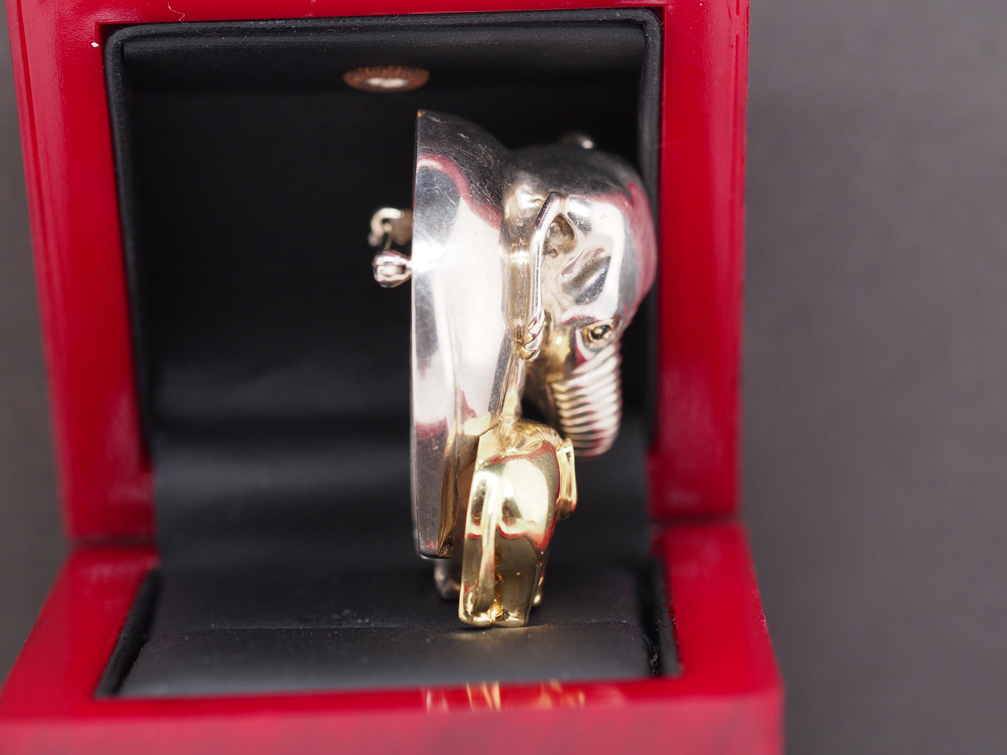 1994 Tiffany and Co. 18K Yellow Gold/Sterling Silver Sapphire Elephant &Baby Pin