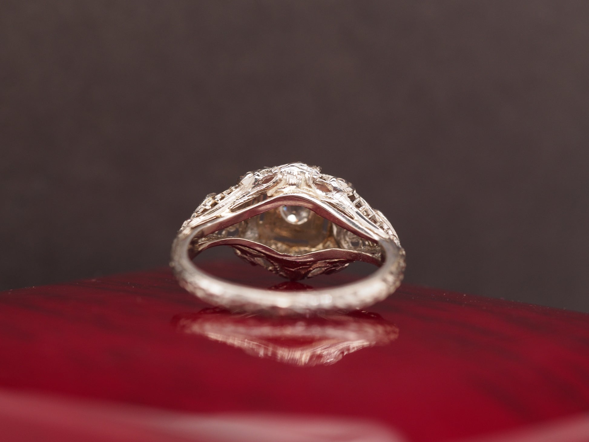 Circa 1930s 18K White Gold Old European Cut Brilliant Diamond Engagement Ring