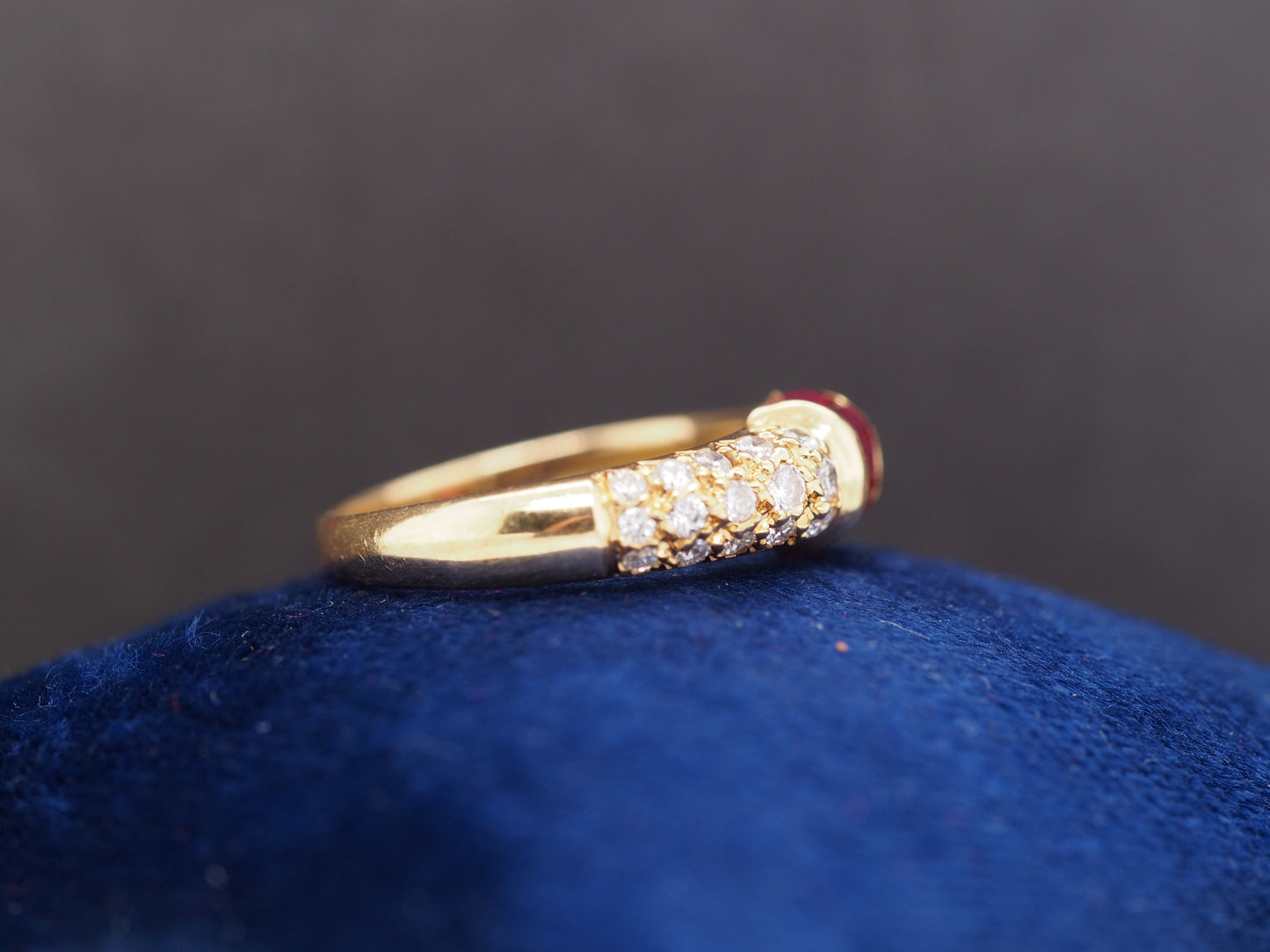 18K Yellow Gold Ruby and Diamond Wedding Band