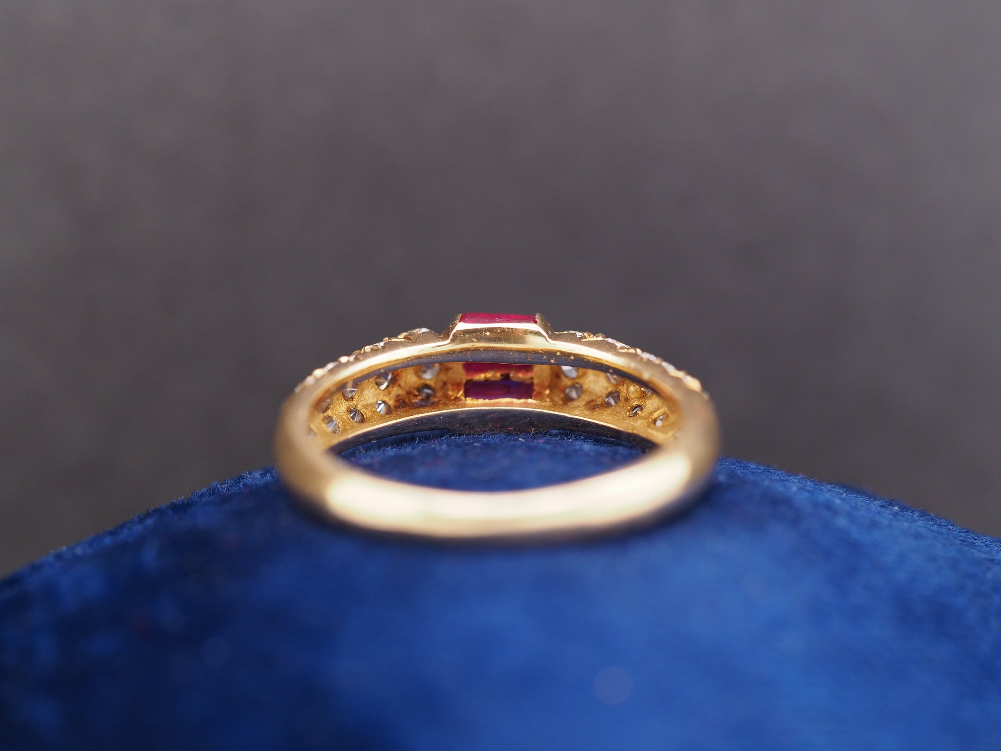 18K Yellow Gold Ruby and Diamond Wedding Band