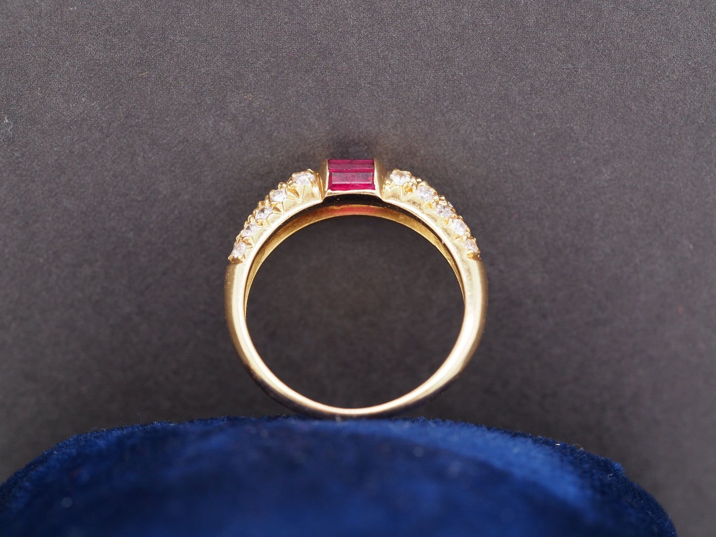 18K Yellow Gold Ruby and Diamond Wedding Band