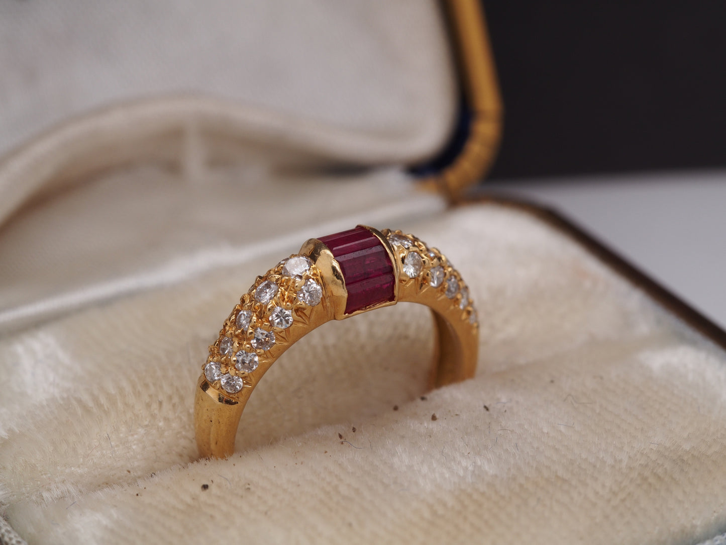 18K Yellow Gold Ruby and Diamond Wedding Band