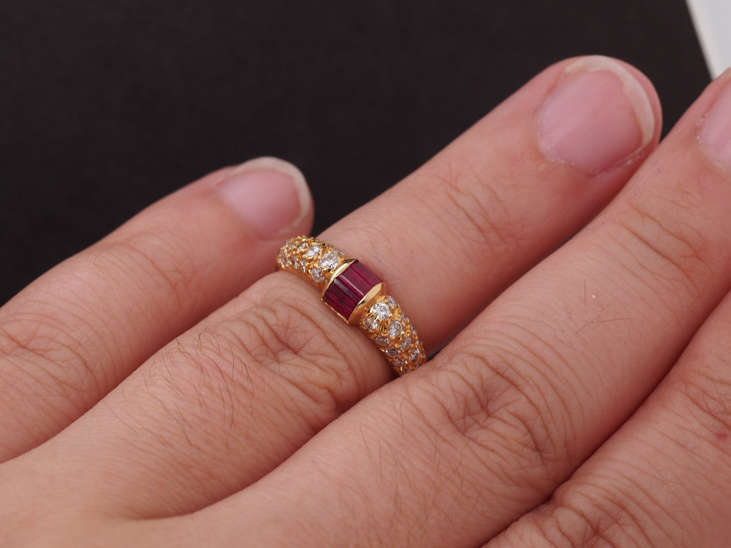18K Yellow Gold Ruby and Diamond Wedding Band