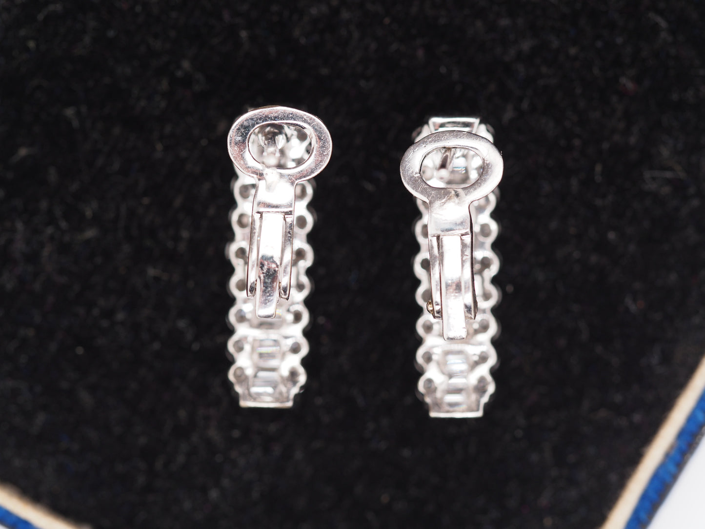 1990 14K White Gold 1.60cttw Round/Baguette Diamond Earrings