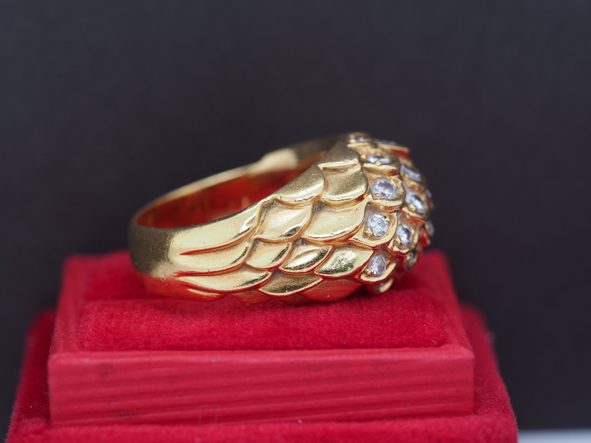 18K Yellow Gold Judith Lieber Diamond Cocktail Ring