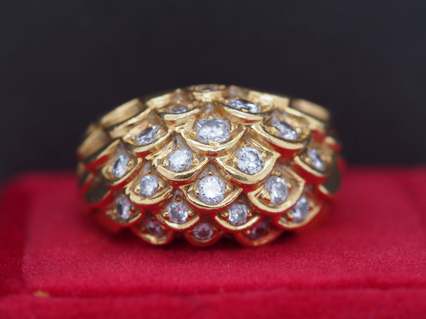 18K Yellow Gold Judith Lieber Diamond Cocktail Ring