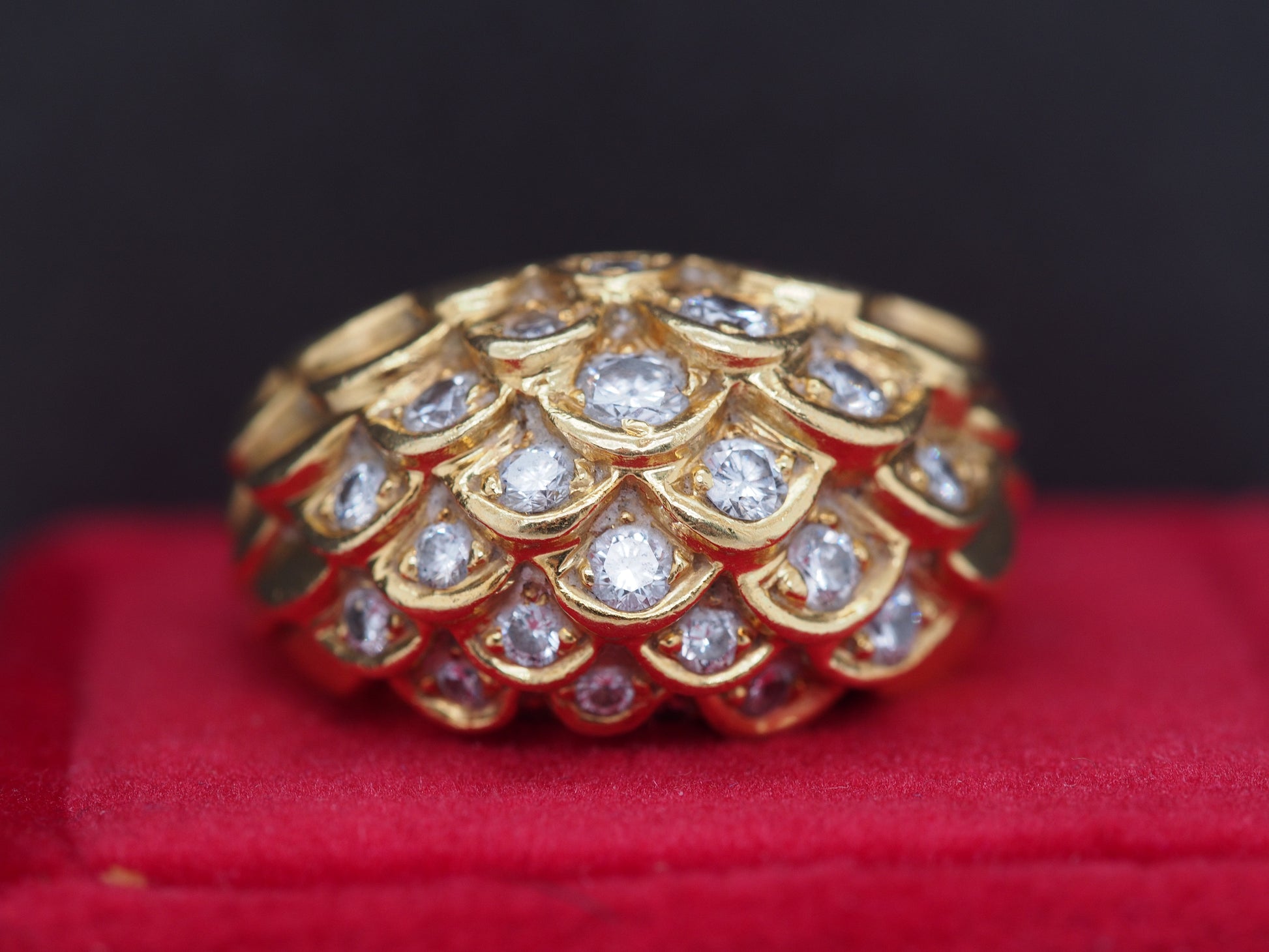 18K Yellow Gold Judith Lieber Diamond Cocktail Ring