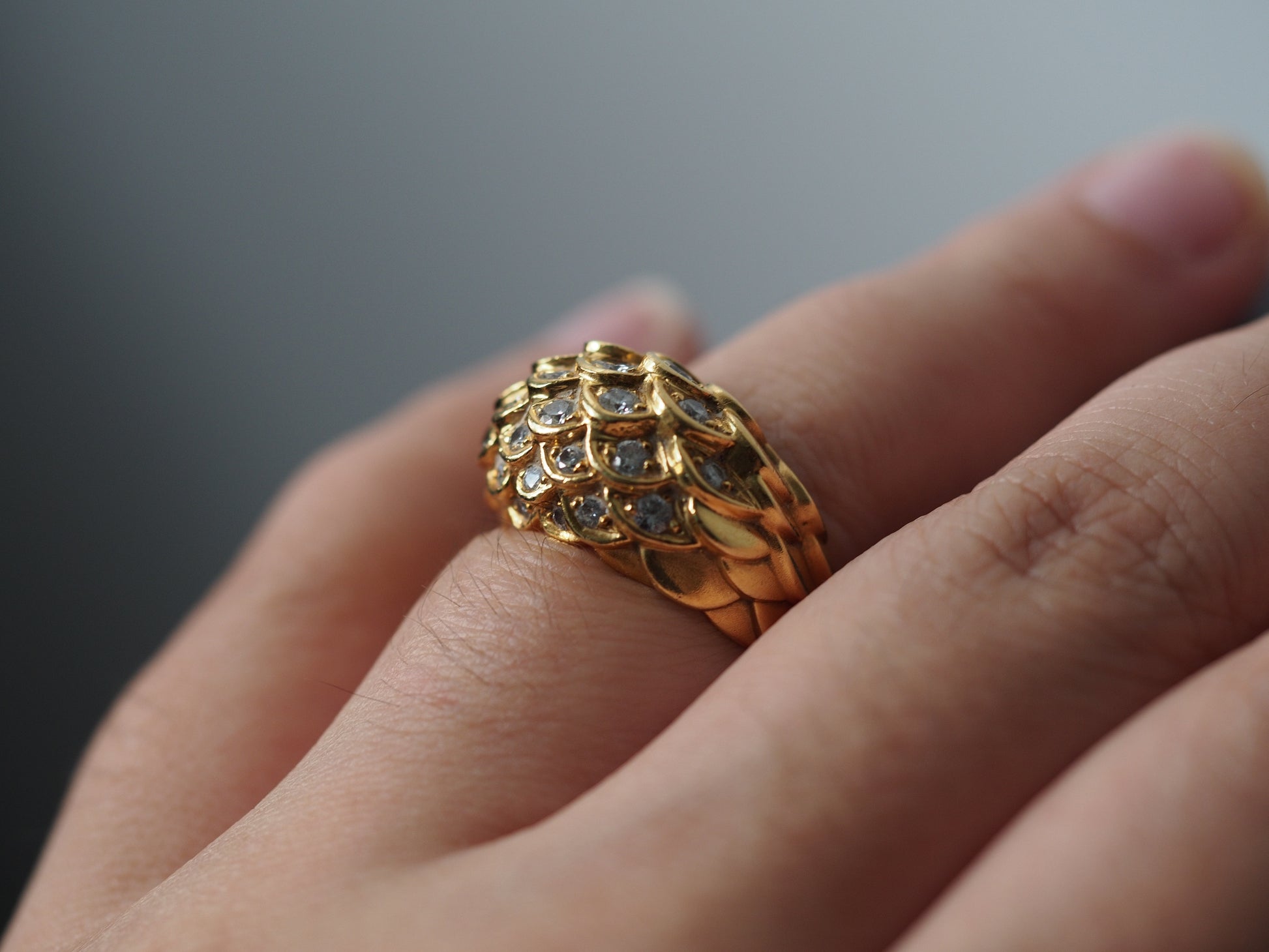 18K Yellow Gold Judith Lieber Diamond Cocktail Ring
